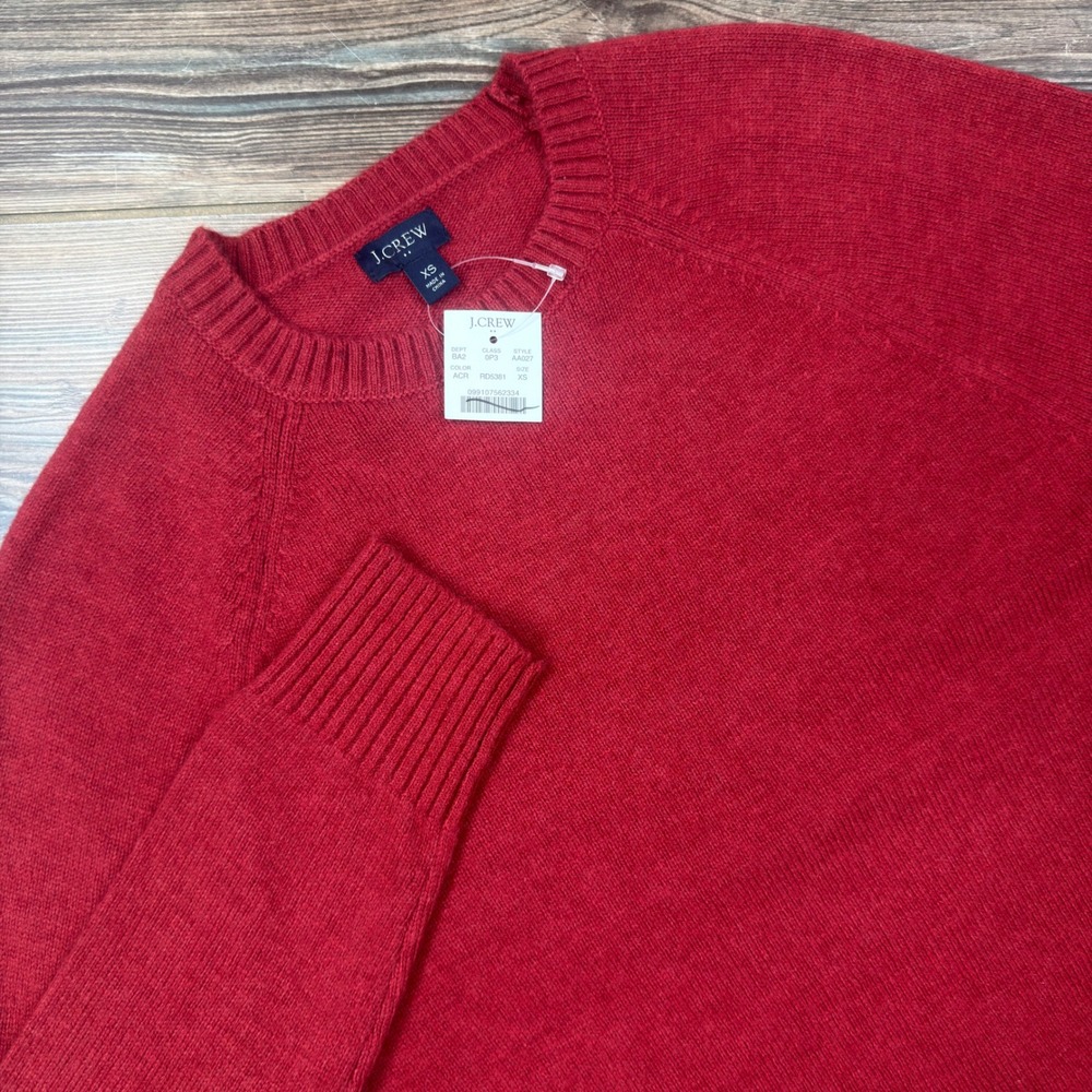 J.Crew Mens XS Sweater Rust Red Supersoft Lambswool Blend Crewneck AA027 New